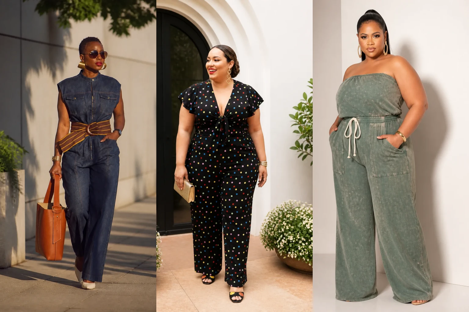 20 Fabulous Plus Size Jumpsuit Outfits for Women Over 40 - Featured