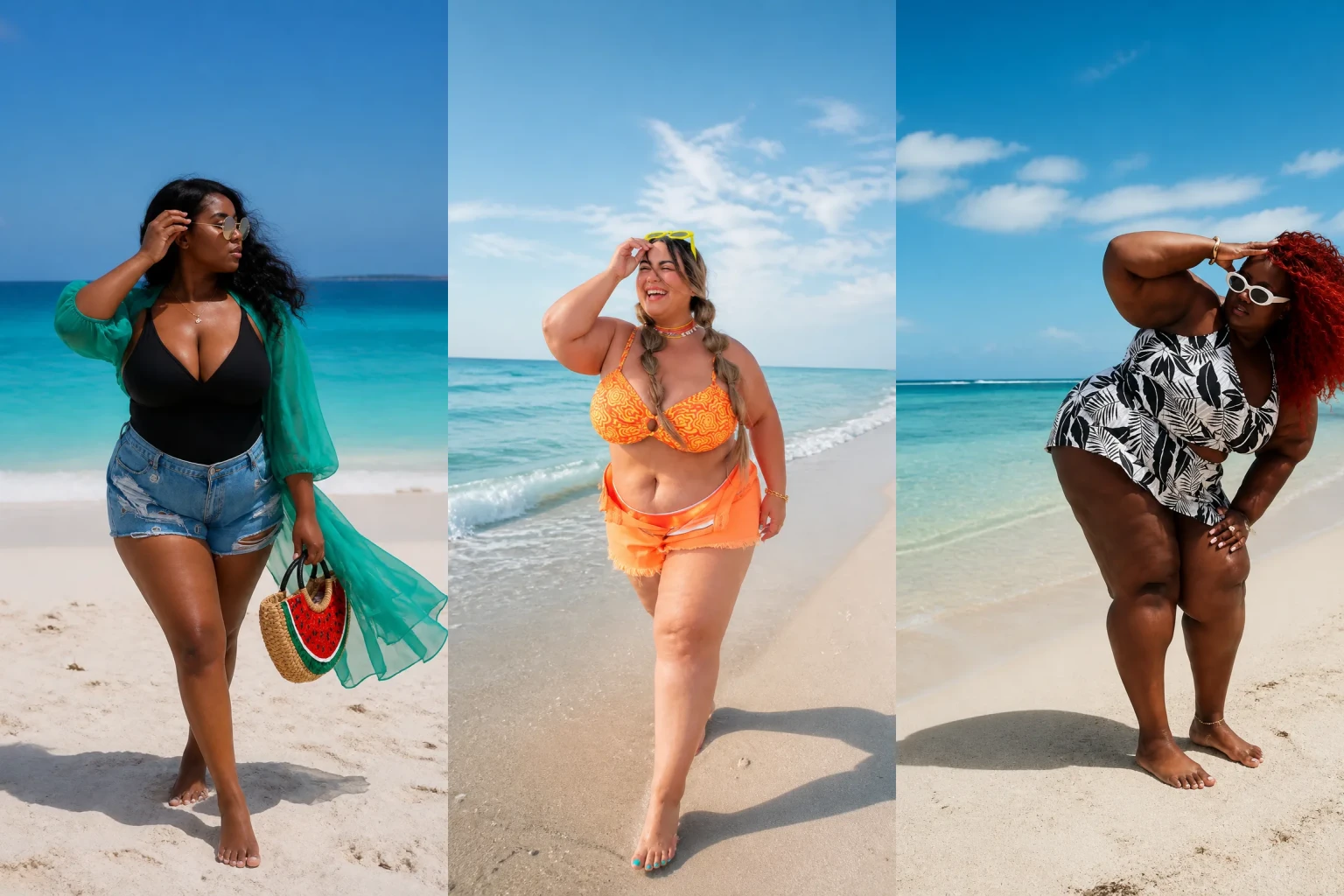 20 Trendy Plus Size Beach Outfits for Women Over 40 - Featured