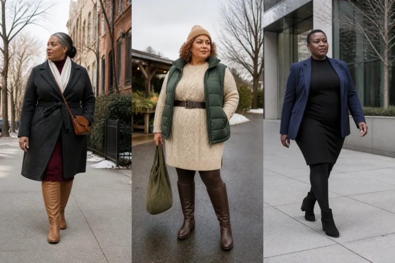 21 Winter Dress Outfits for Plus Size Women Over 40 - Featured