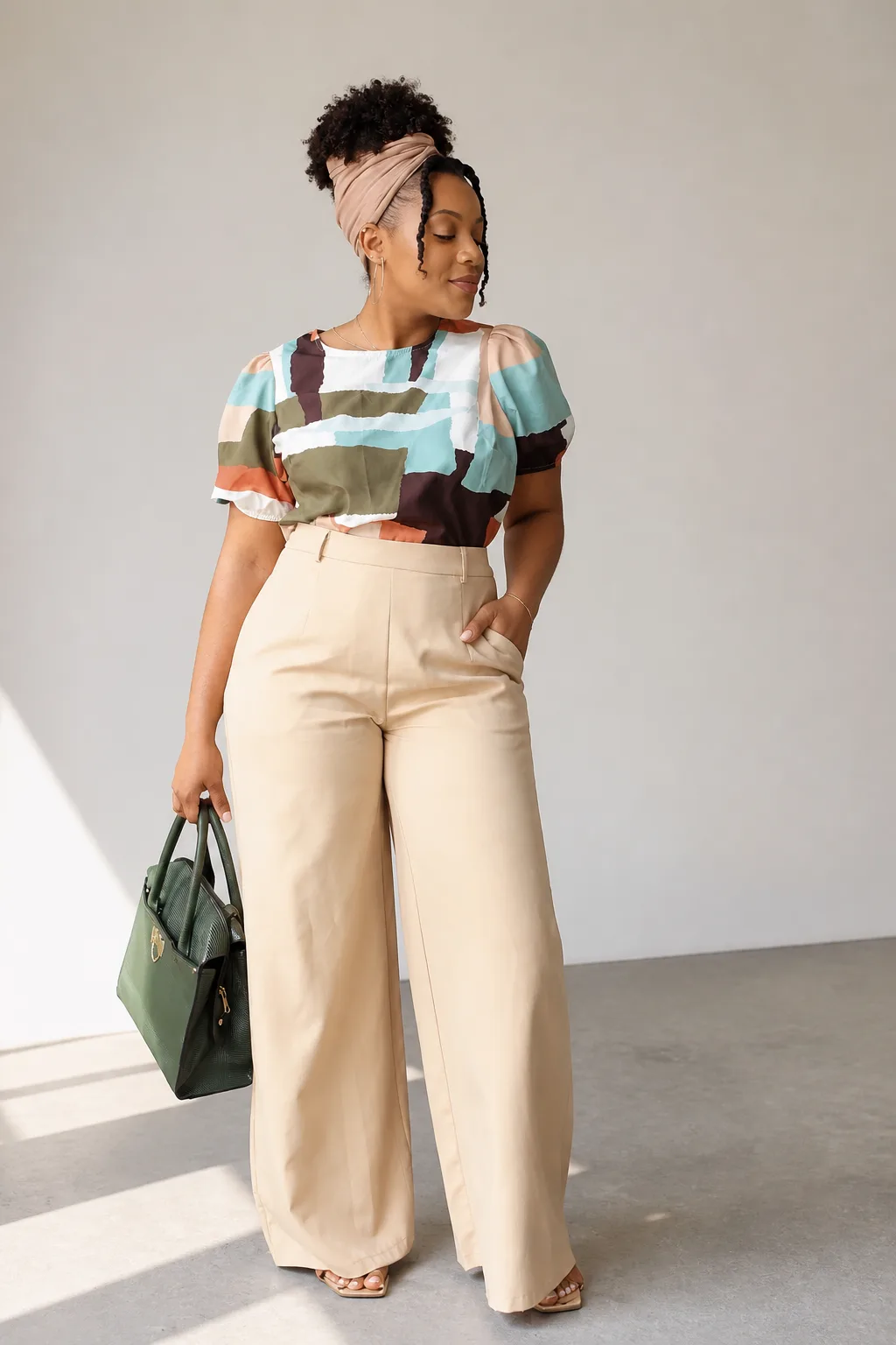Artistic Blouse with Wide-Leg Trousers