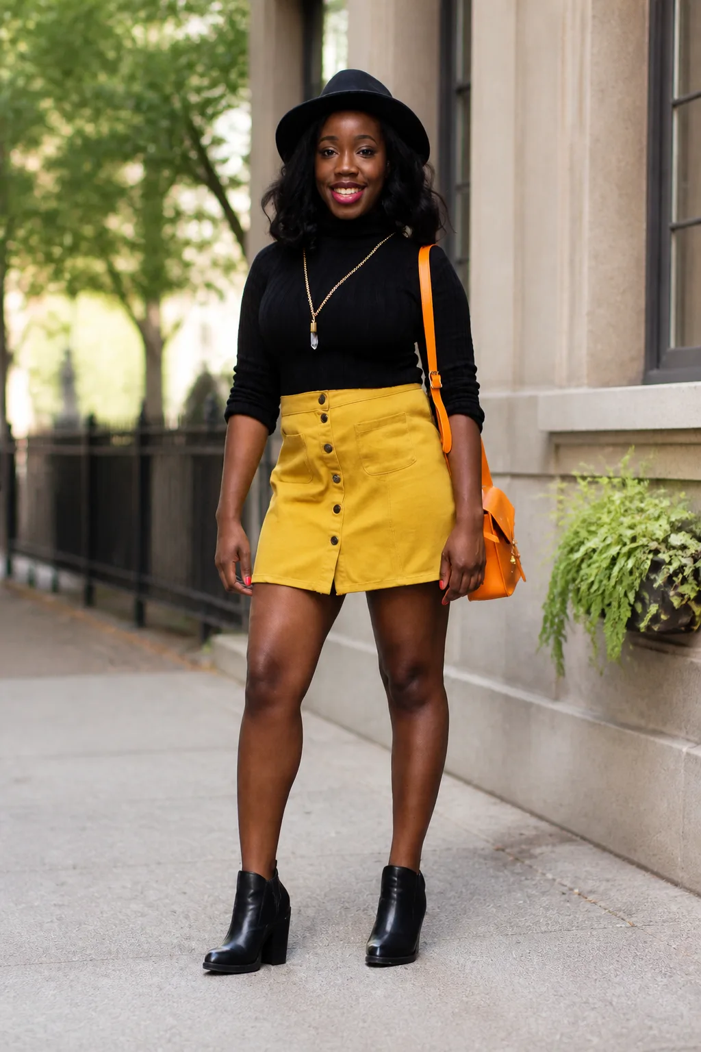 Autumnal corduroy skirt and turtleneck