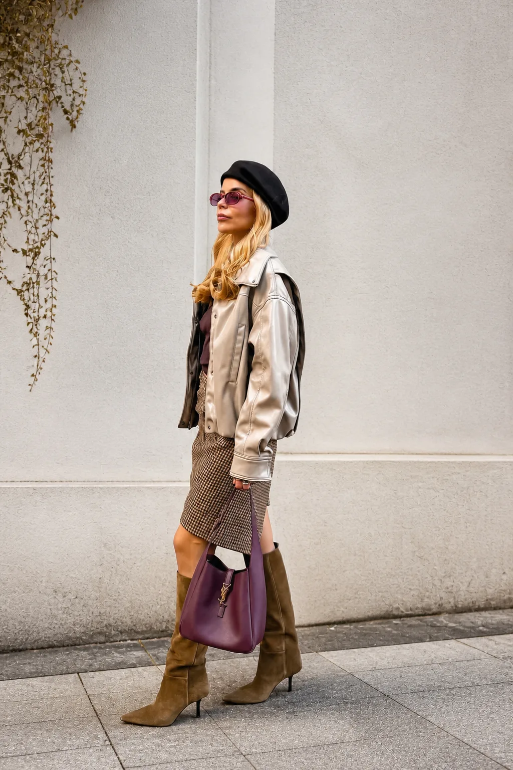Autumnal Layering with Boots and Beret