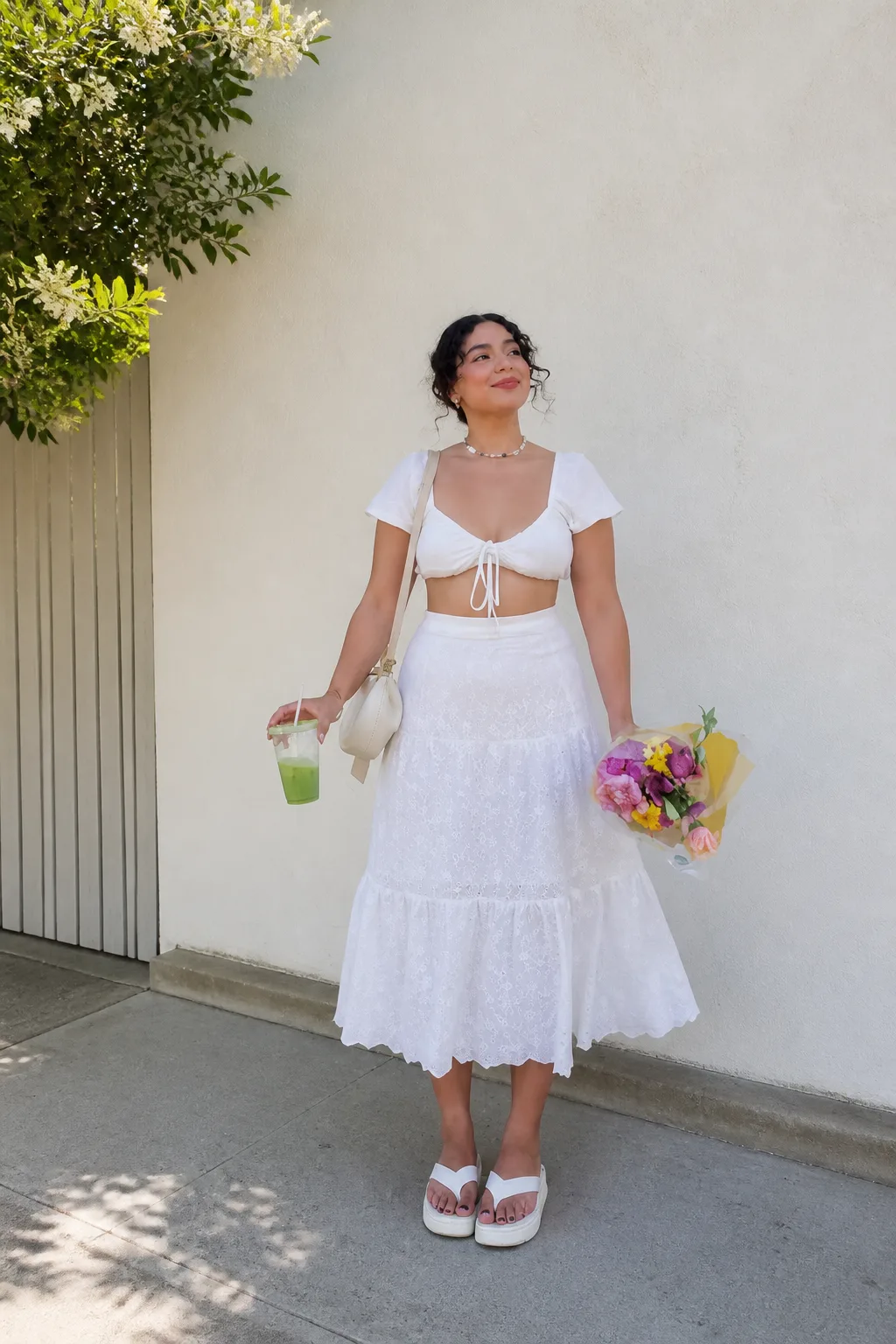 Boho Chic Two-Piece White Ensemble