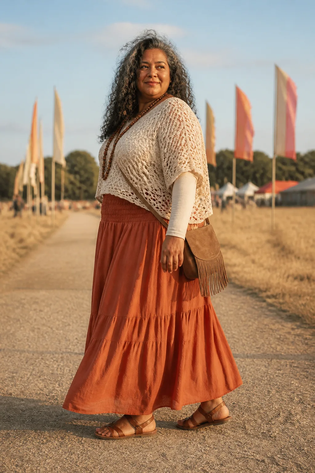 Boho Crochet Top and Maxi Skirt Festival Look