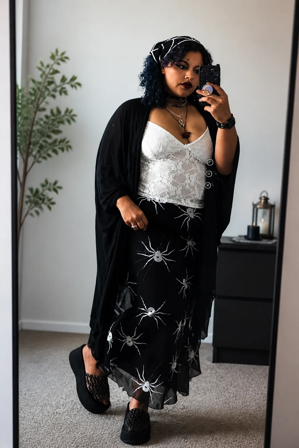 Boho-Goth Skirt and Lace Corset Look
