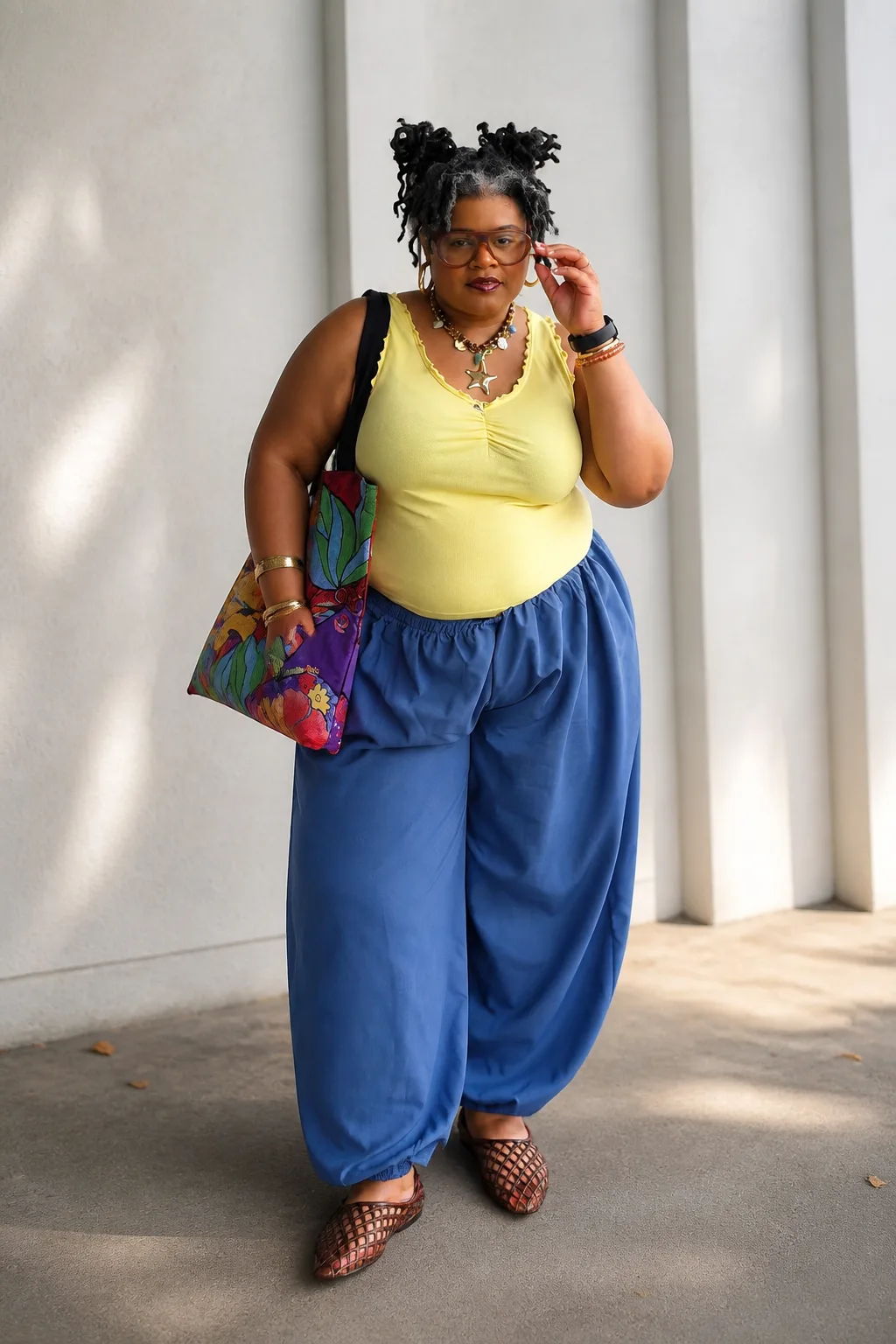 Boho Vibes: Bright Tank and Relaxed Wide-Leg Pants