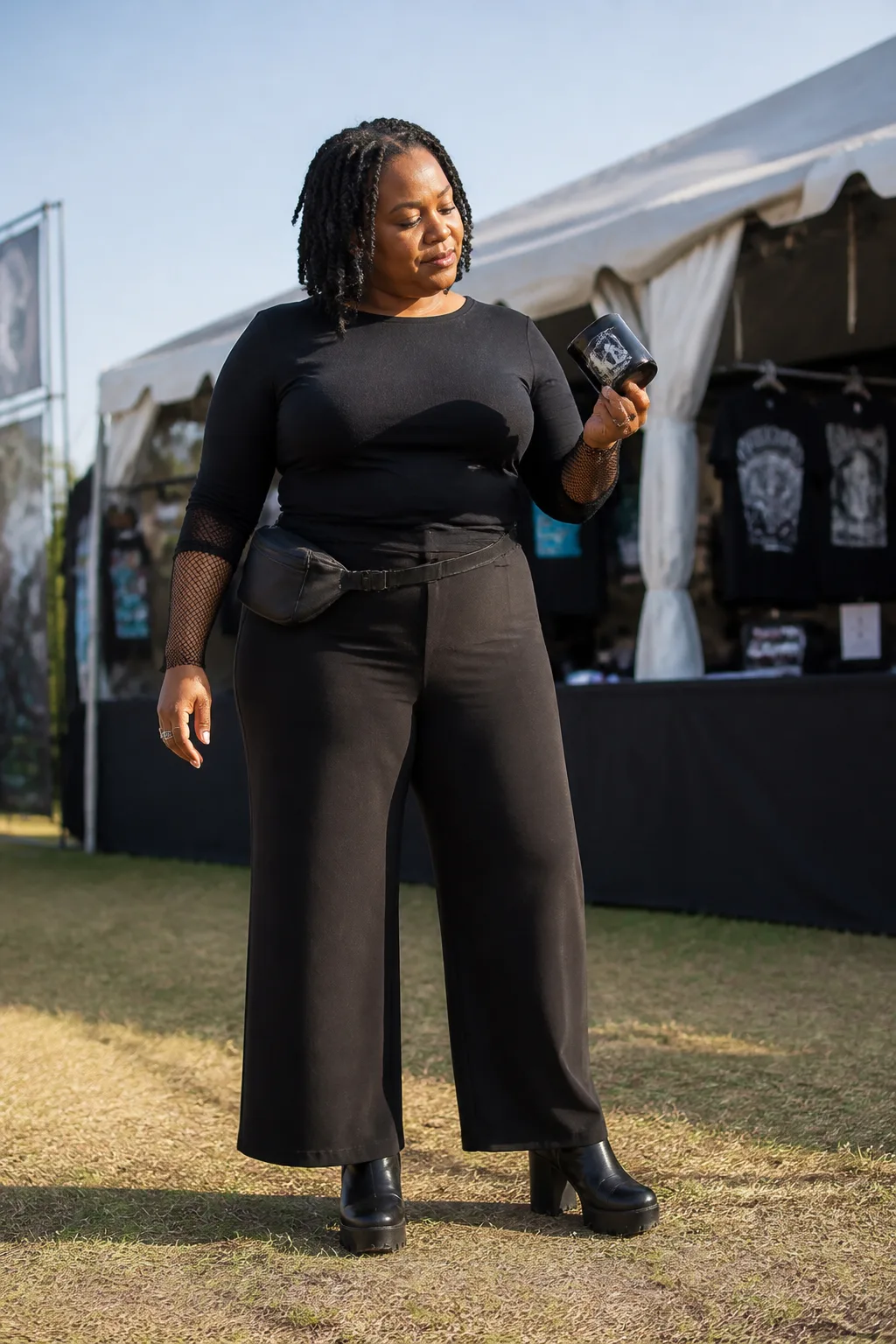 Bold Fishnet Festival Look for Curvy Figures