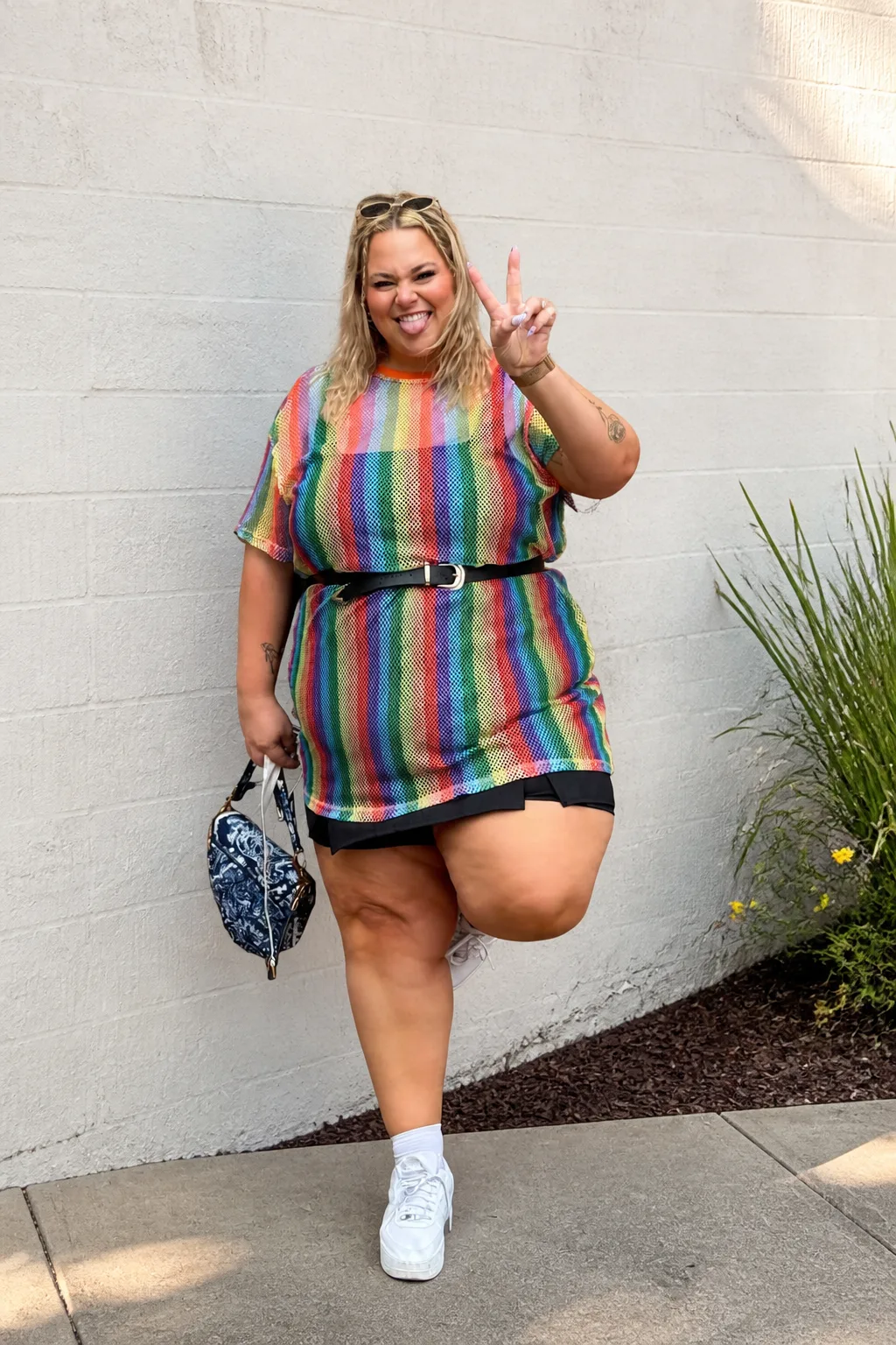 Bold Patterned Dress Street Style