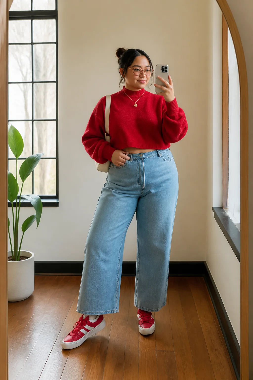 Bold Red and Denim Casual Chic