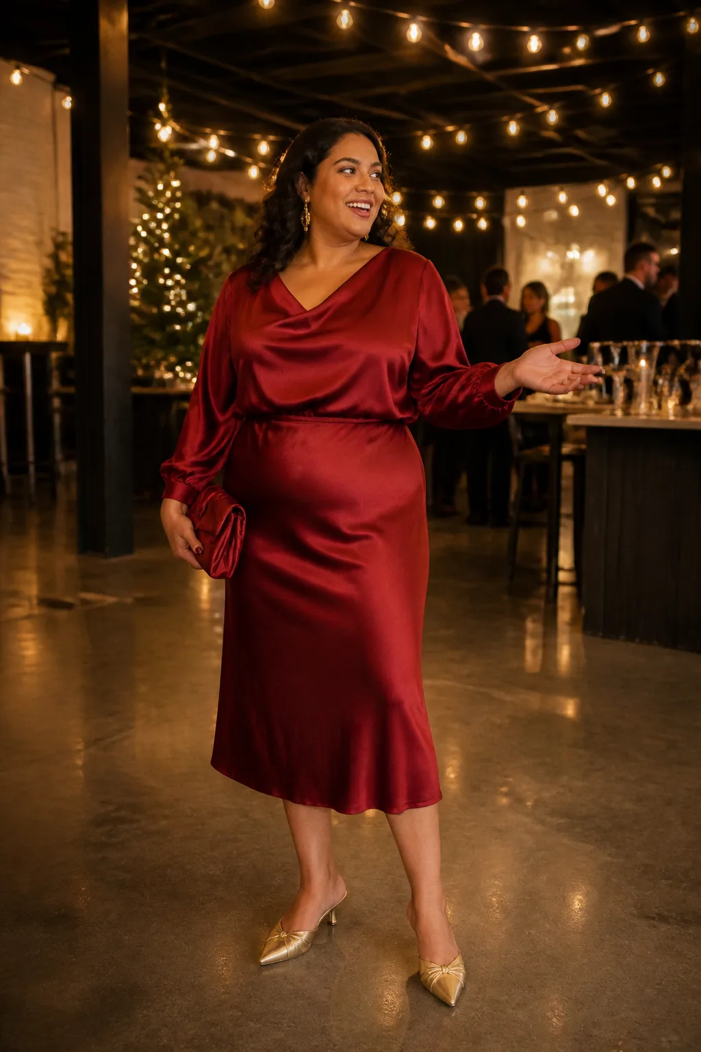Bold Satin Holiday Party Dress