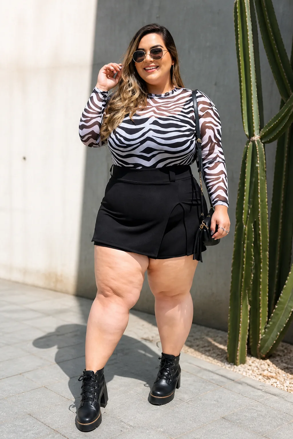 Bold Zebra Print and Shorts Combo