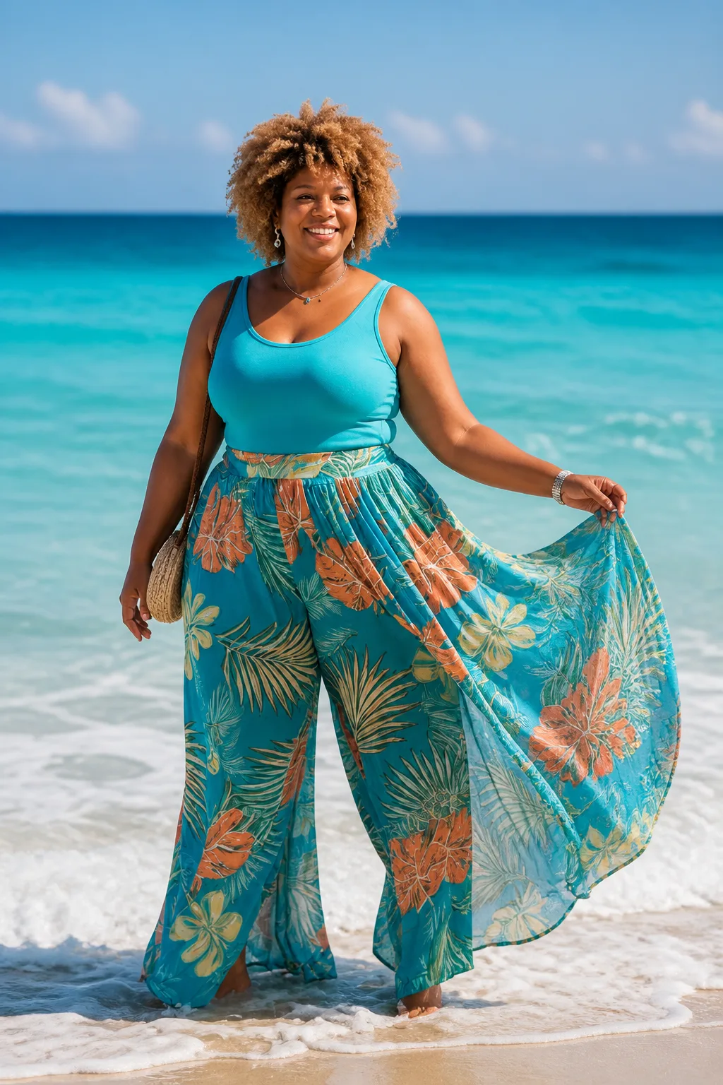 Breezy Tropical Palazzo Pants Ensemble