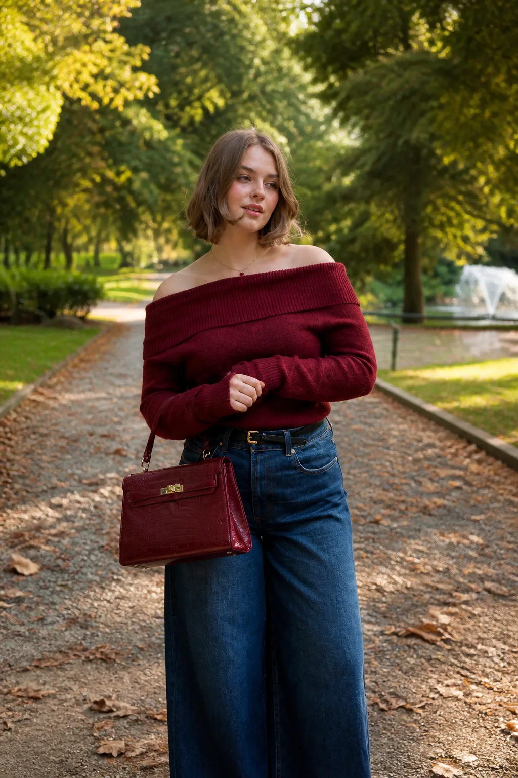 Burgundy Elegance in the Park