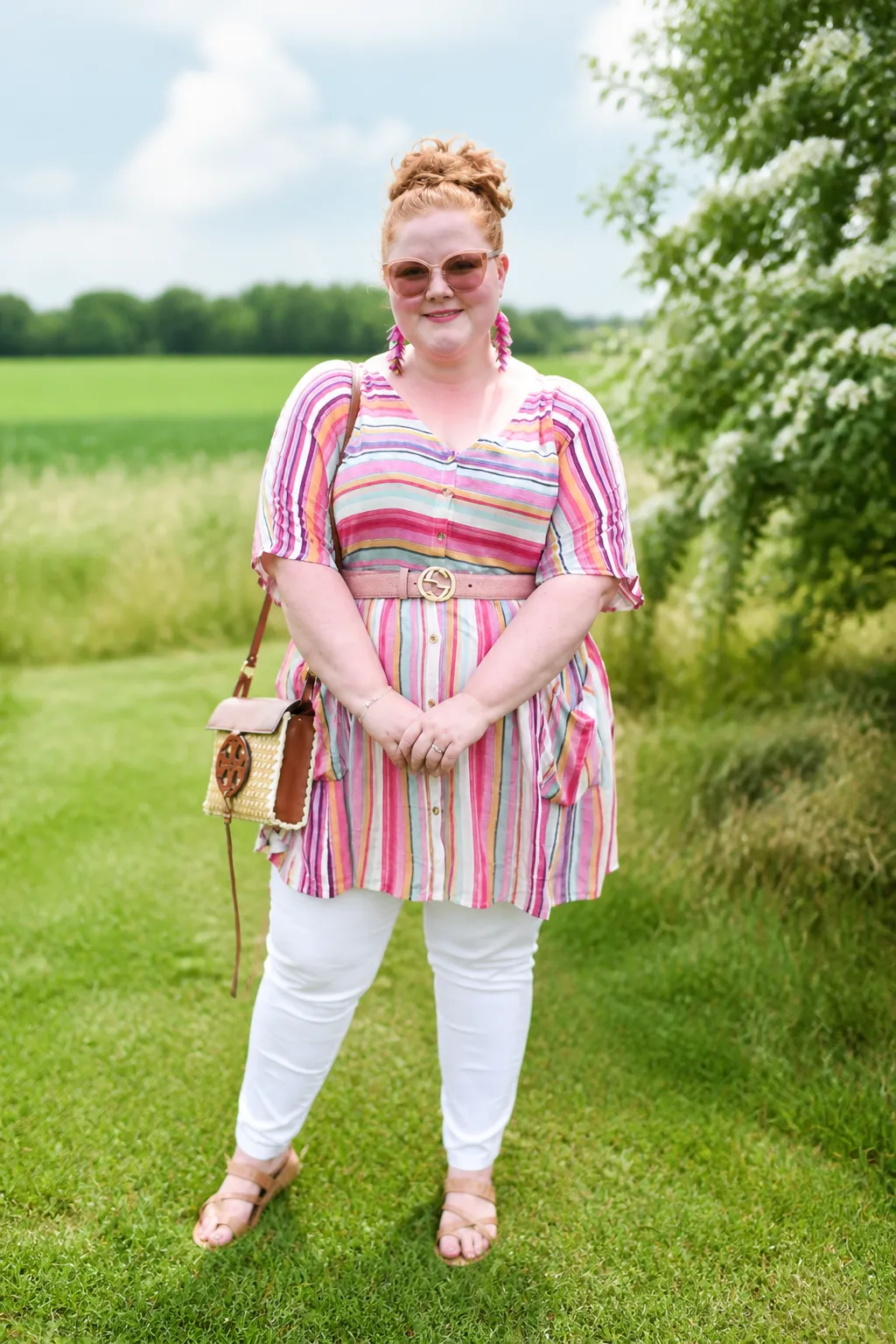 Candy-Striped Tunic and White Leggings