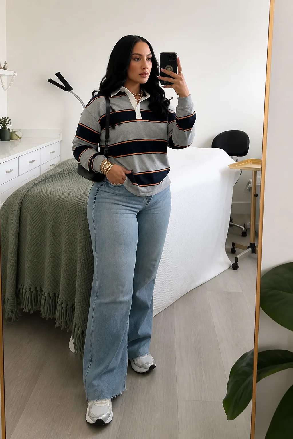 Casual Chic in Stripes and Denim