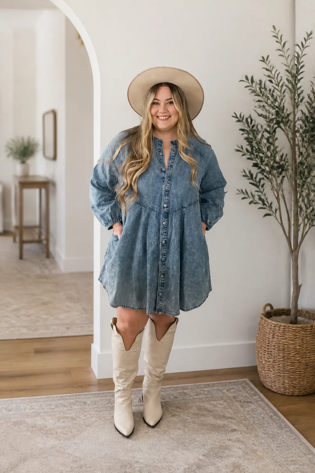 Casual Denim Dress Western Outfit