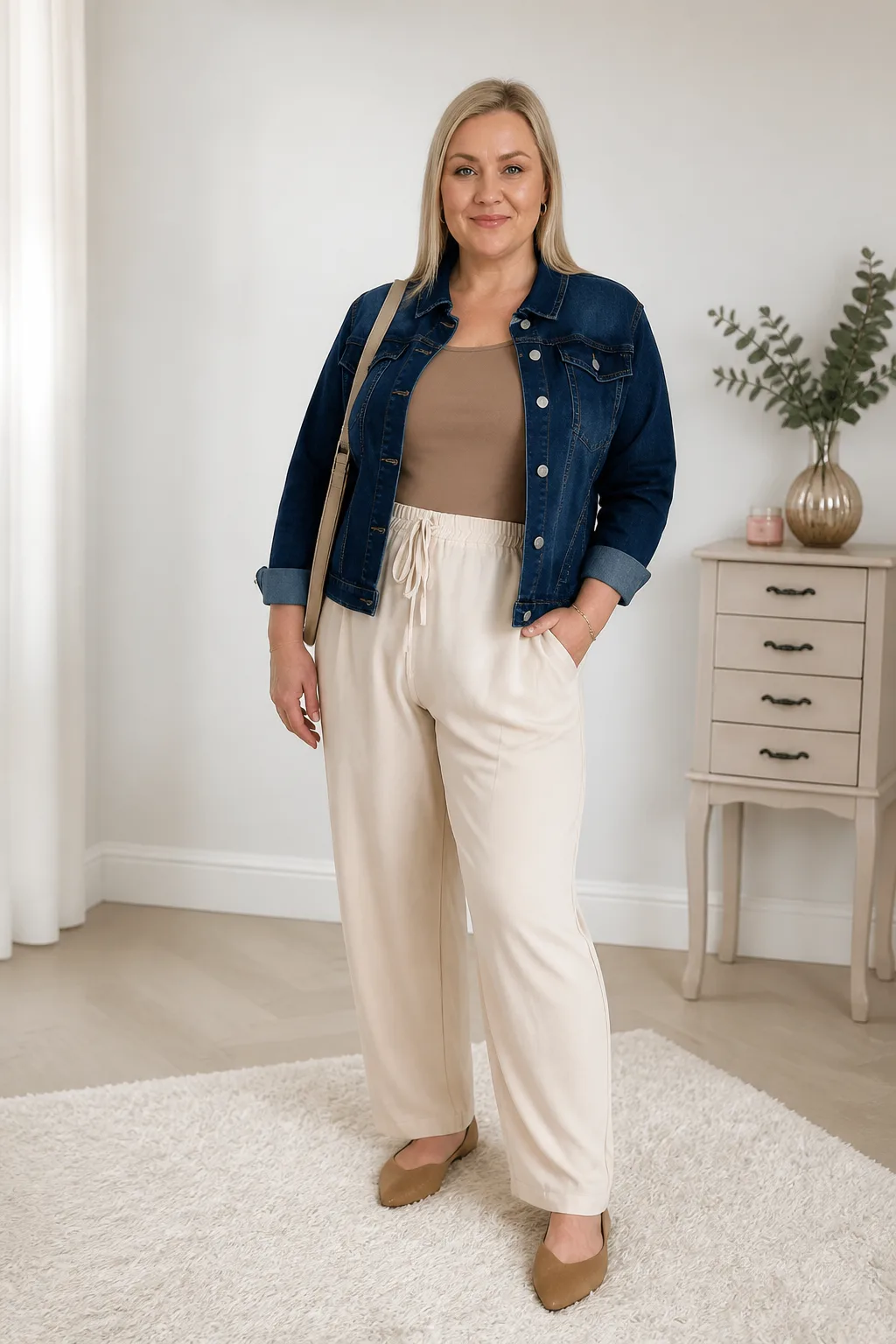 Casual Denim Jacket and Trouser Set