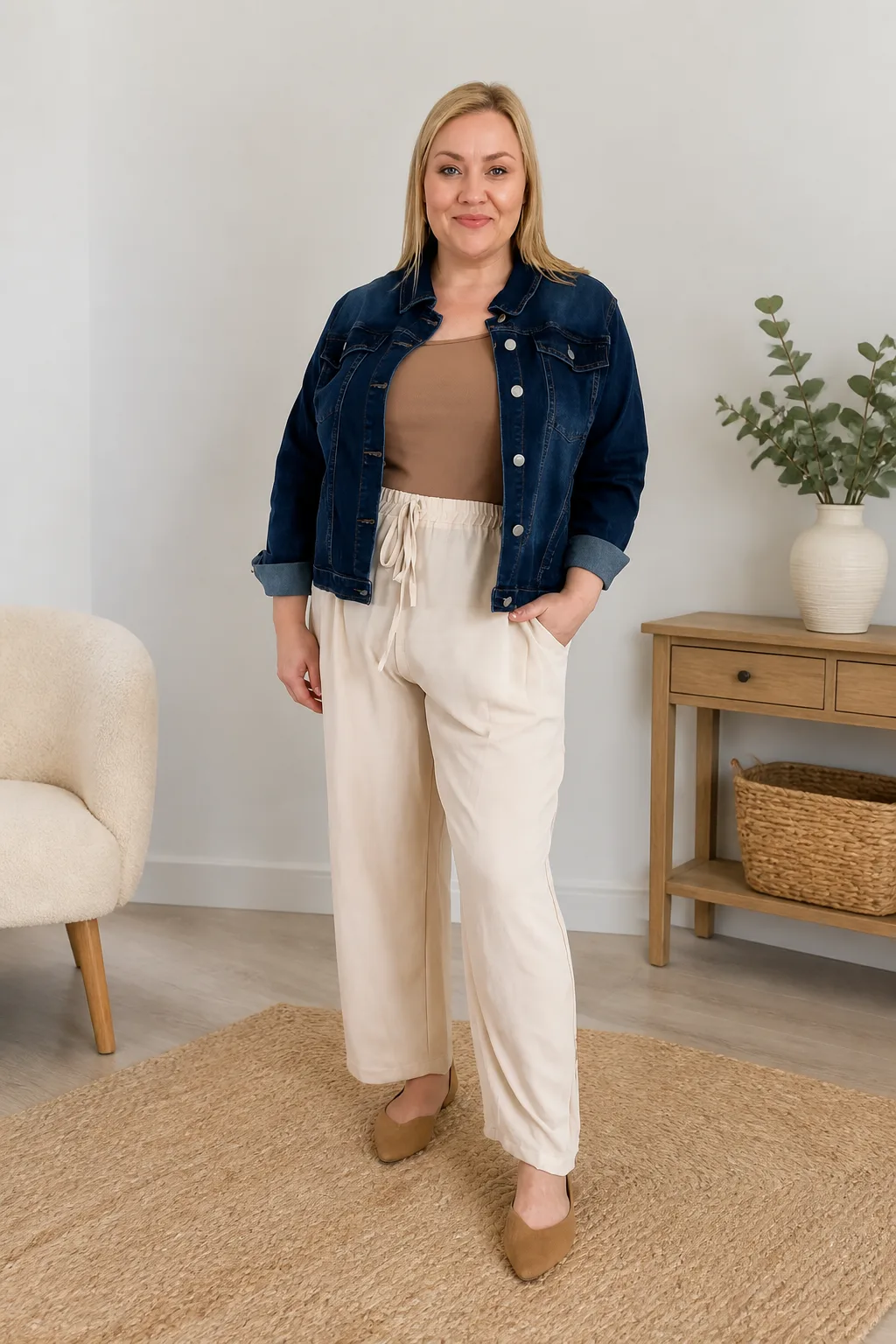Casual Denim Jacket Look for Plus Size