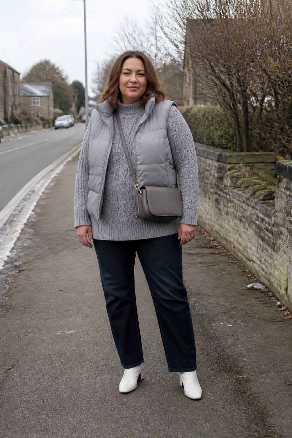 Casual Grey Sweater and Denim Look