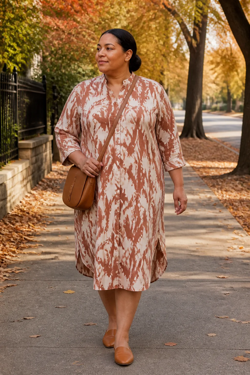Casual Printed Midi Dress Look