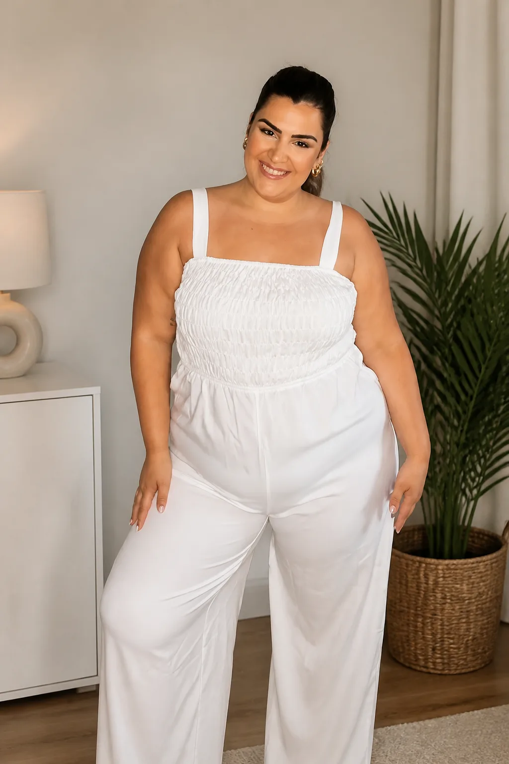 Chic All-White Plus Size Jumpsuit