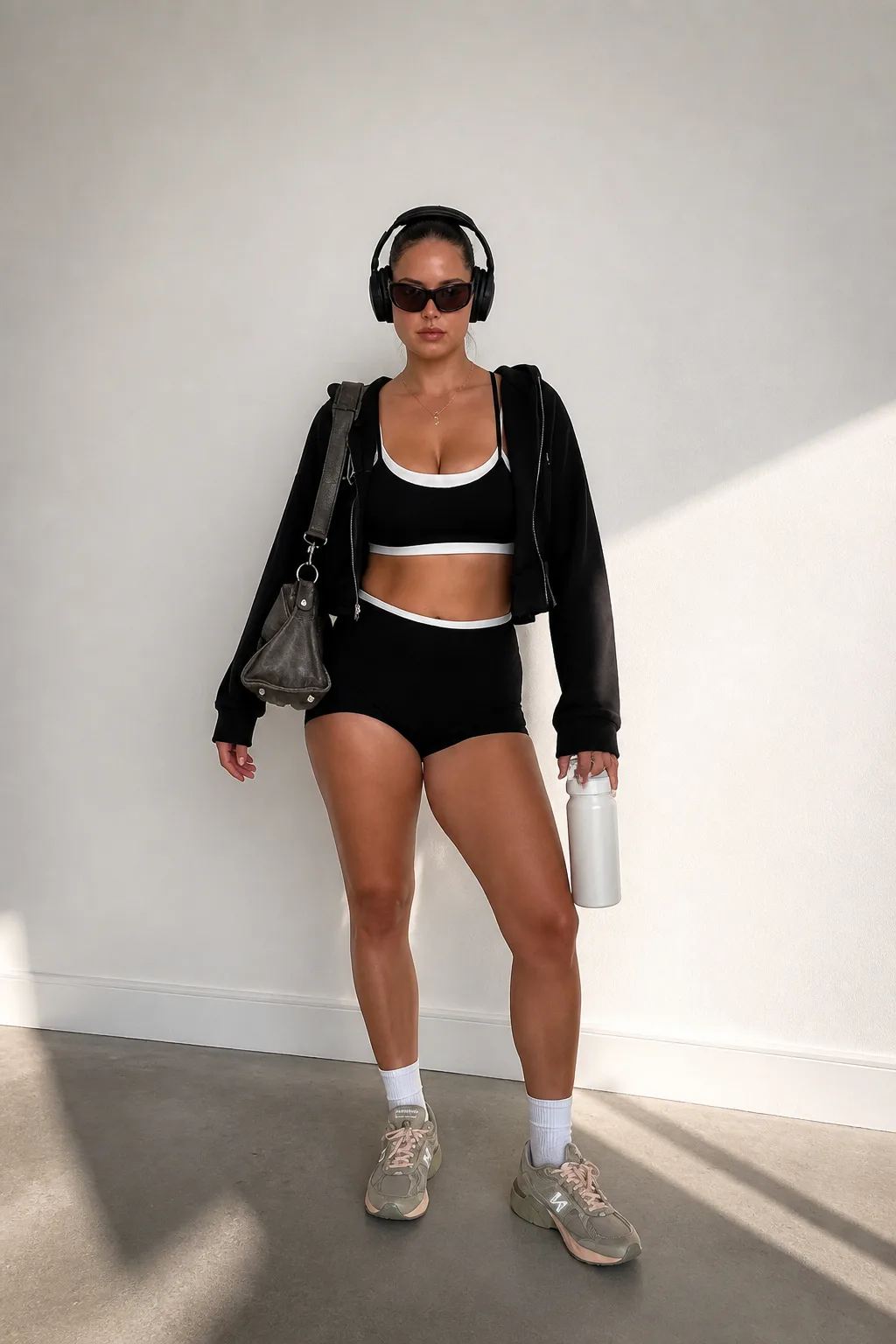Chic Black Sports Bra and Short Set