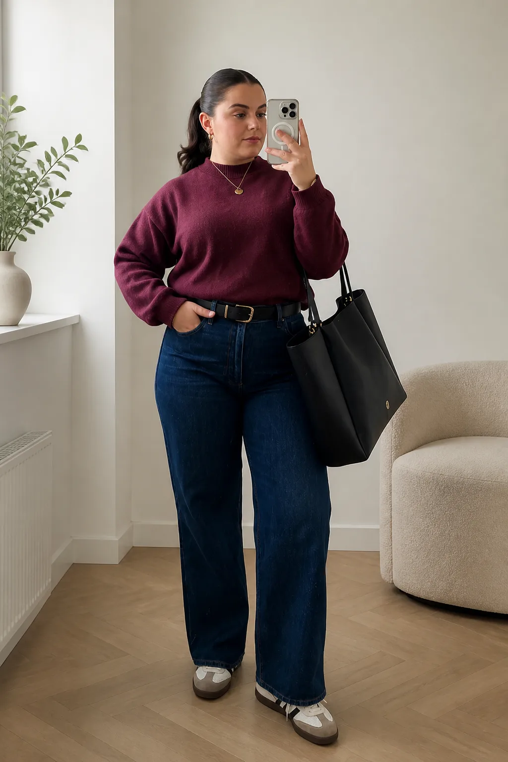Chic Burgundy and Denim Combo
