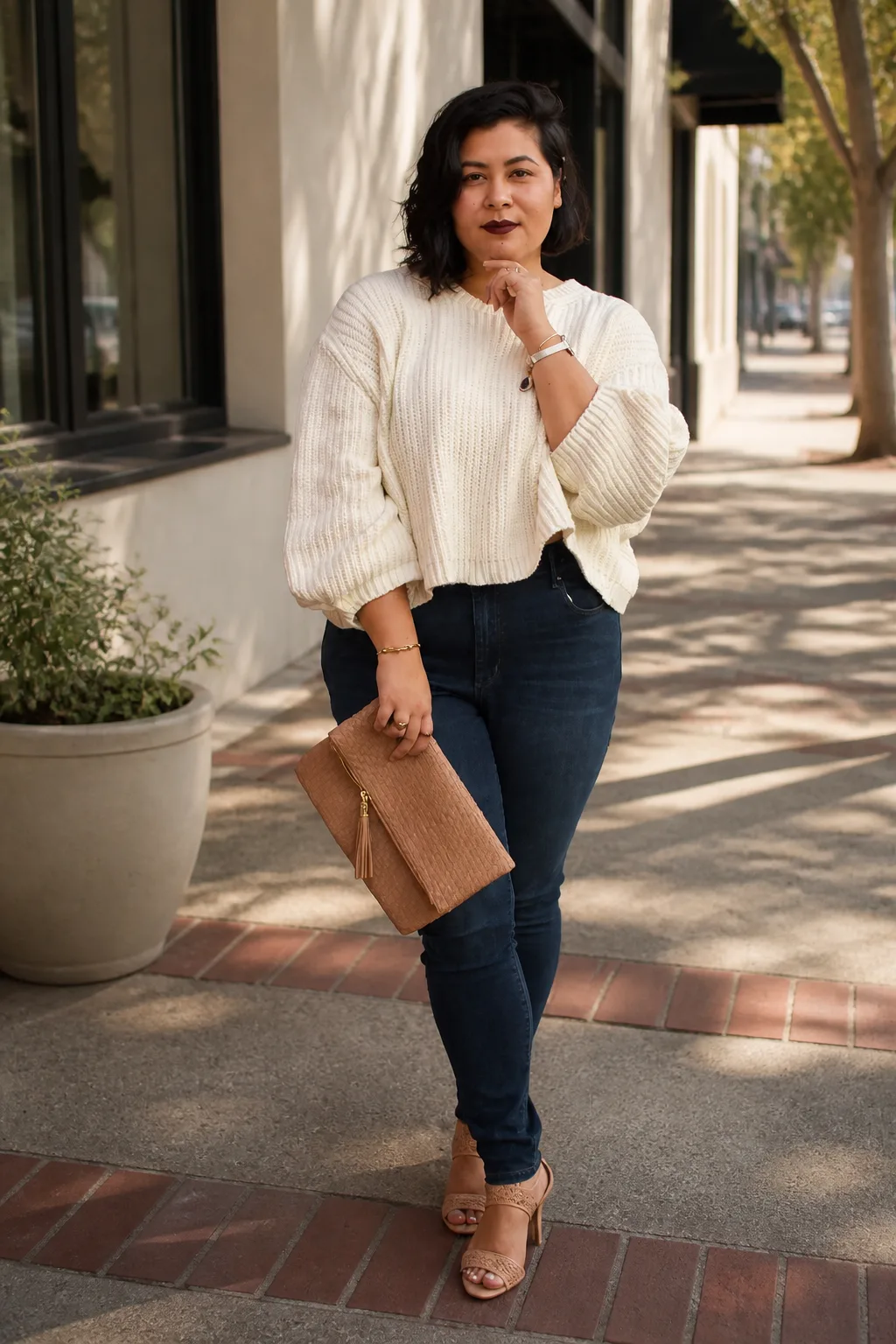Chic Casual Knit and Denim Look