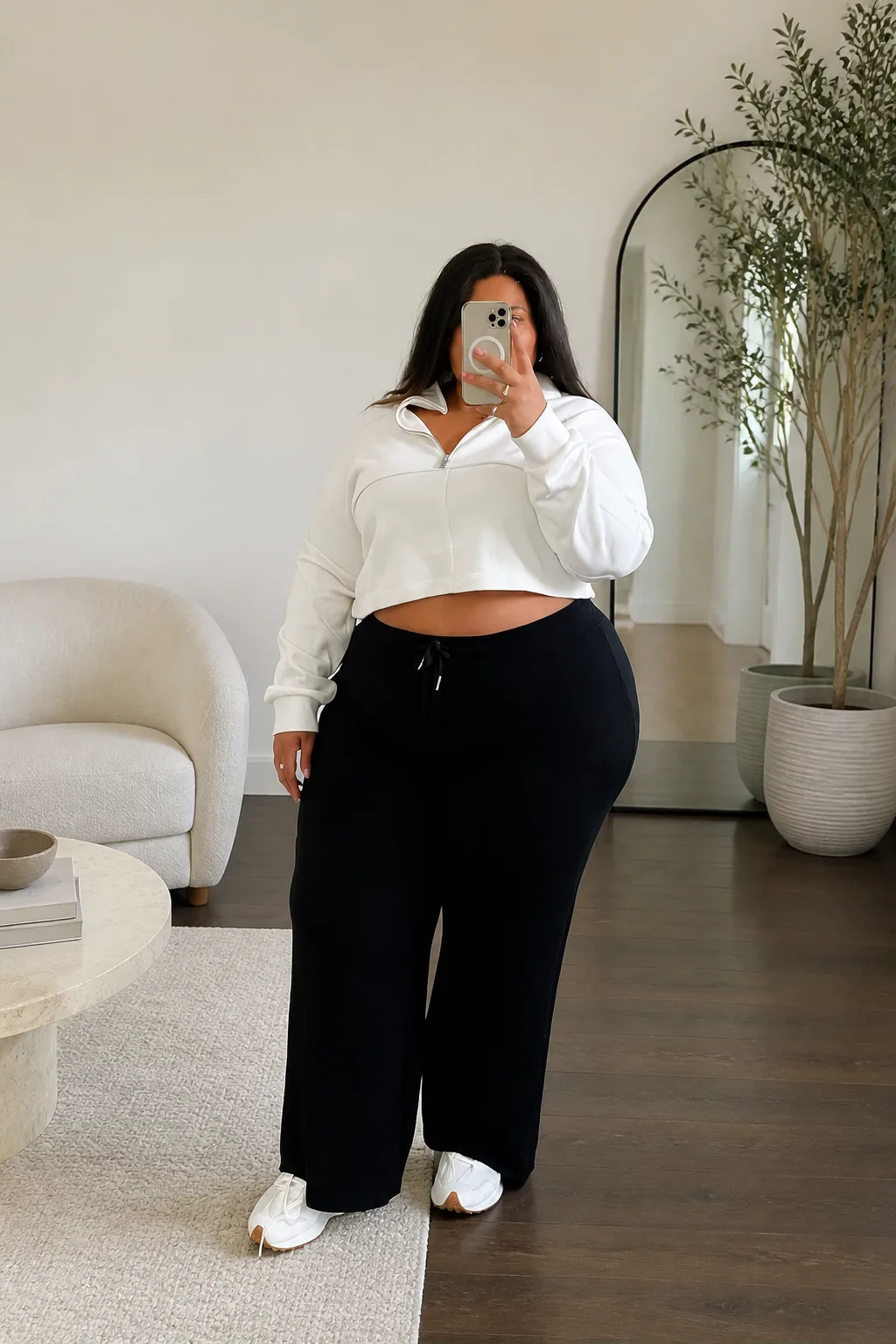 Chic Comfort: Cropped Zip-up and Palazzo Pants