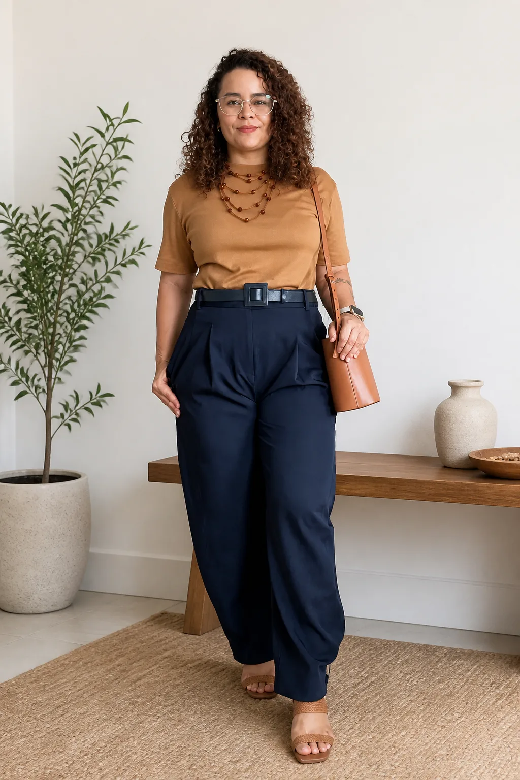 Chic Contrast: Camel and Navy