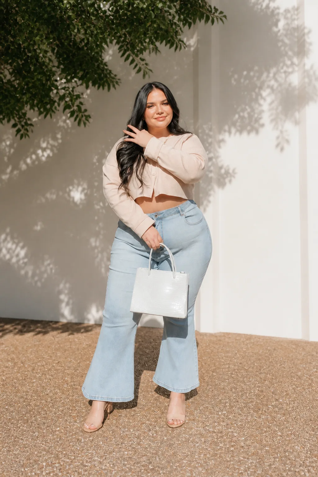Chic Crop Top and Flared Jeans