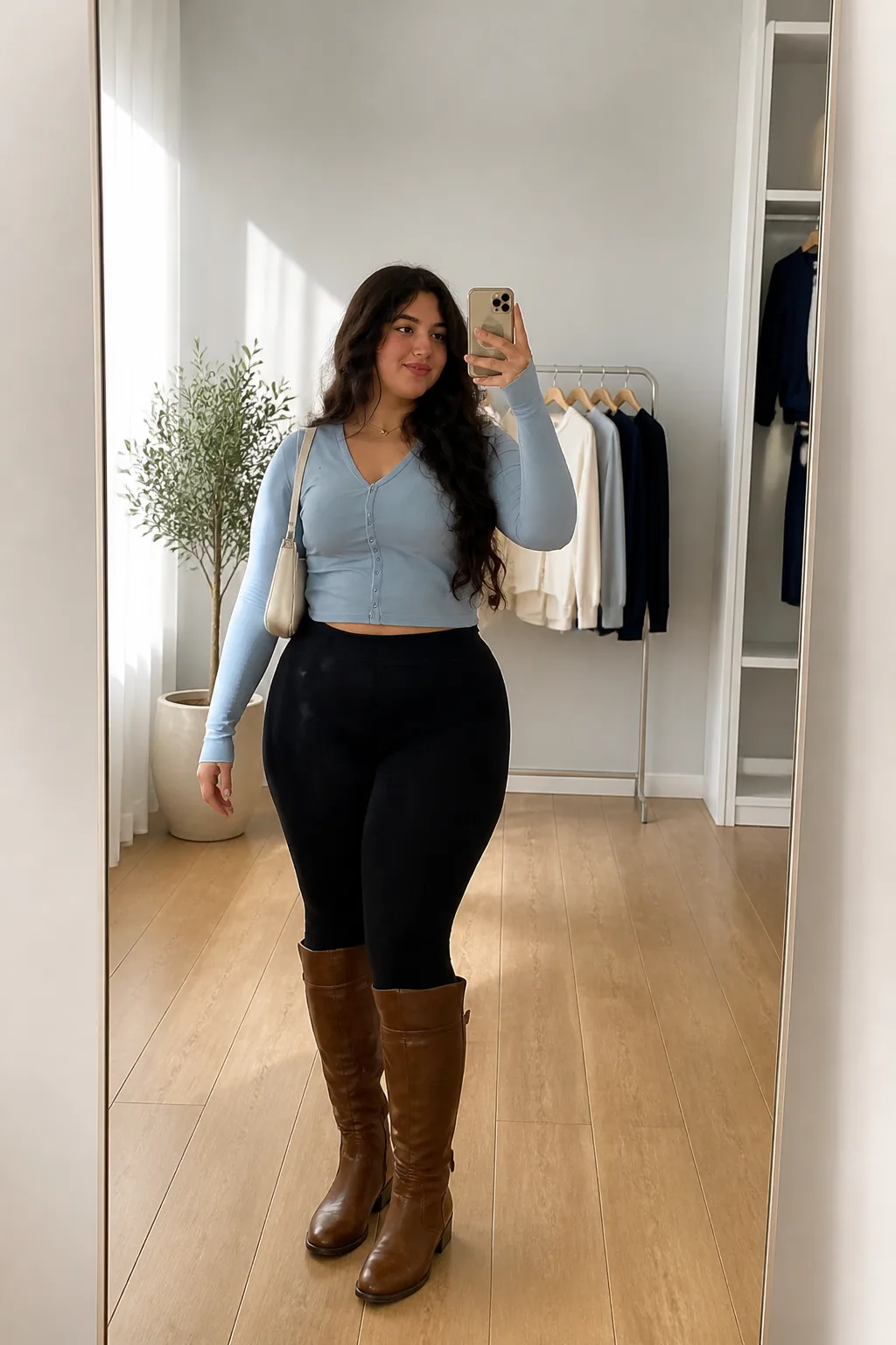 Chic Cropped Cardigan and Leggings Combo