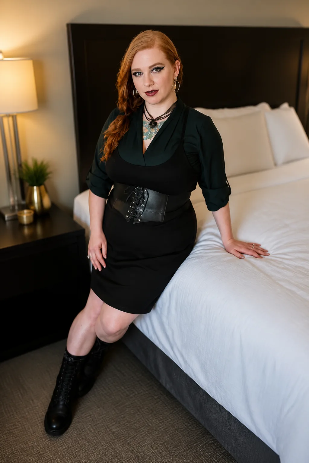 Chic Dark Goth Plus Size Ensemble