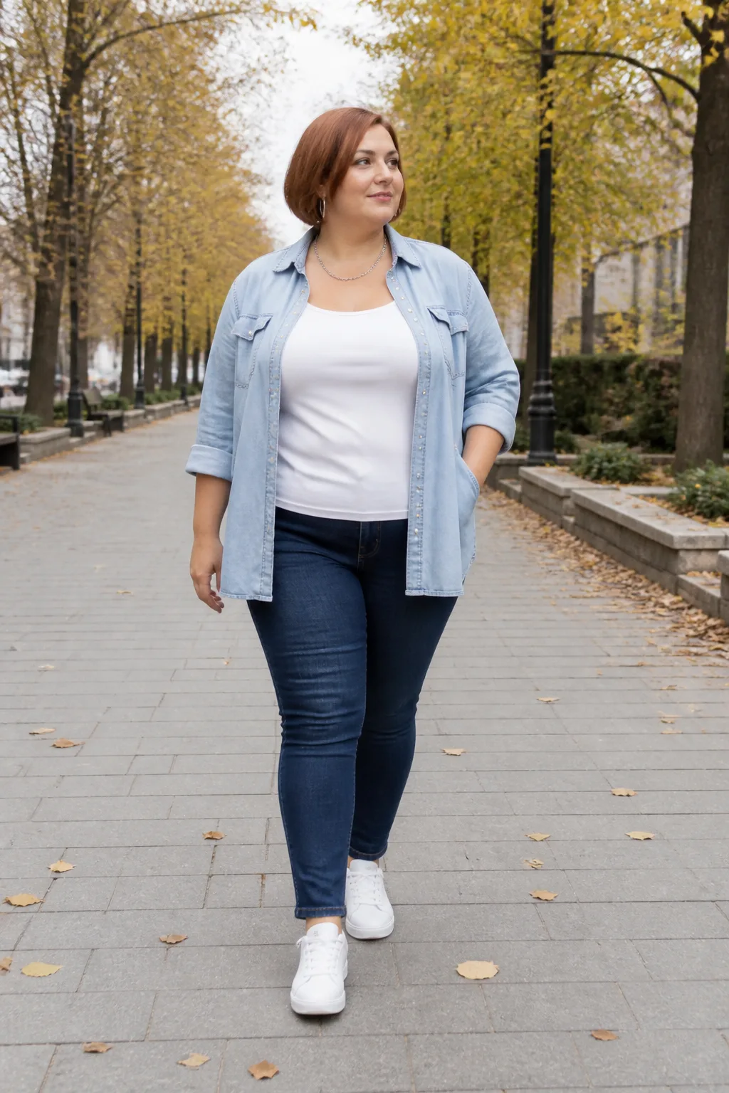 Chic Denim-On-Denim Plus Size Look