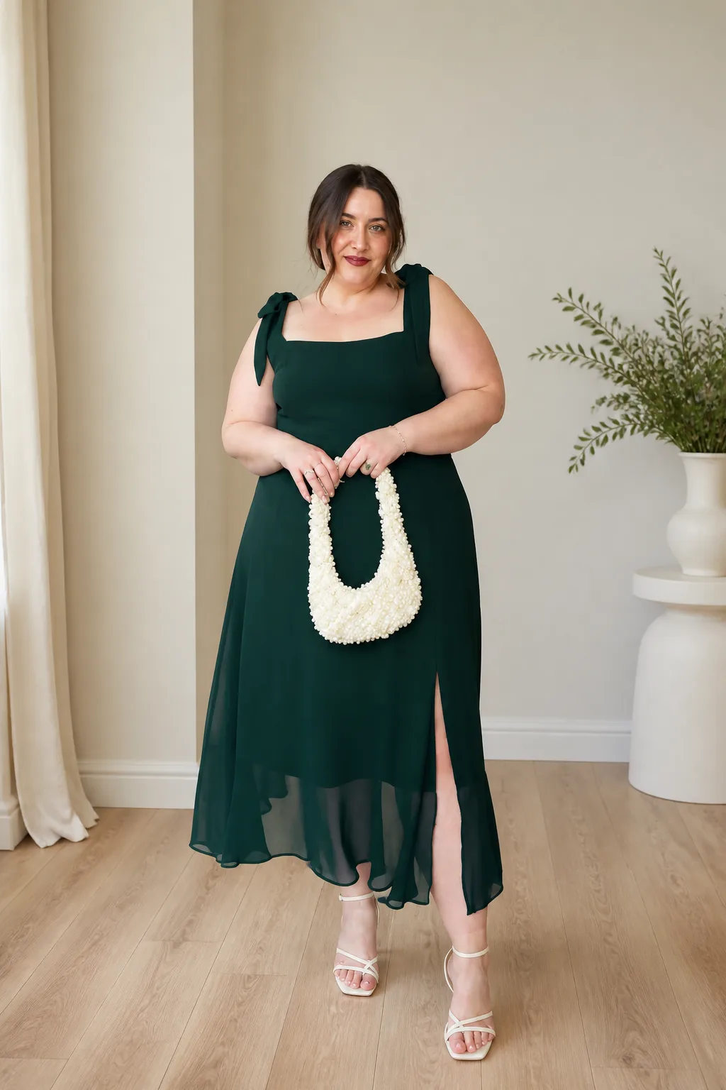 Chic Emerald Midi Dress for Wedding Guests