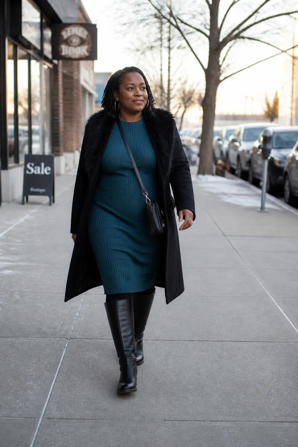 Chic Faux Fur Trimmed Winter Coat