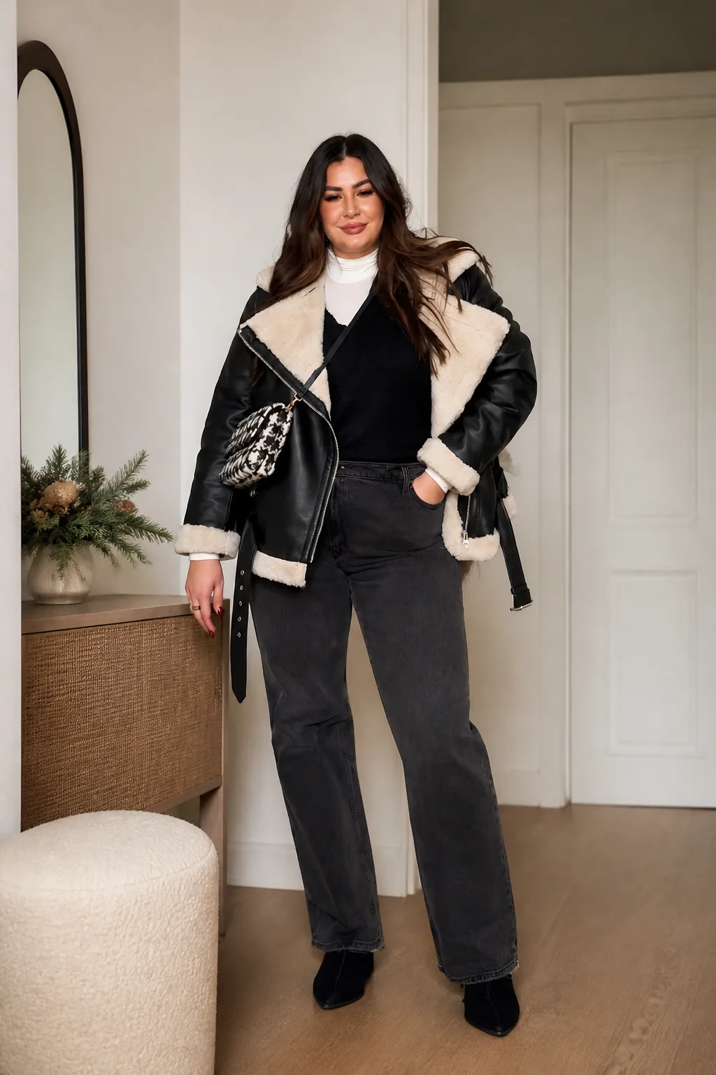 Chic Faux Leather Jacket Look