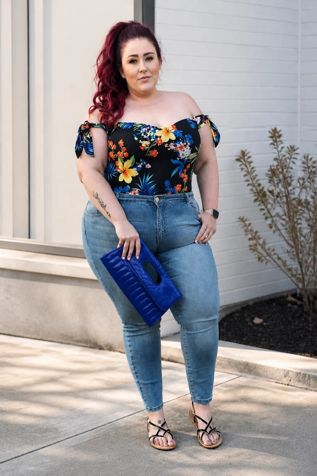 Chic Floral Bodysuit and Denim Look