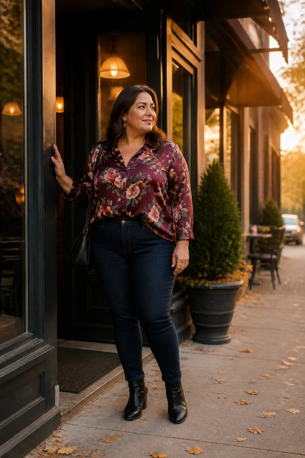 Chic Floral Top and Skinny Jeans