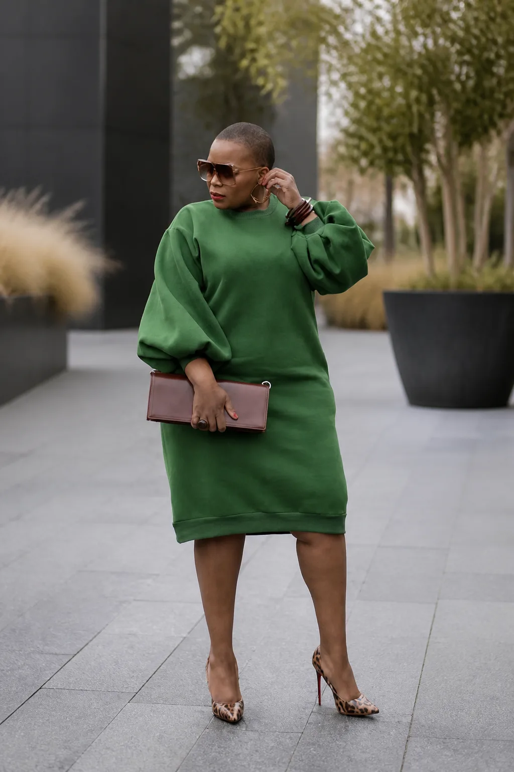 Chic Green Sweater Dress Look