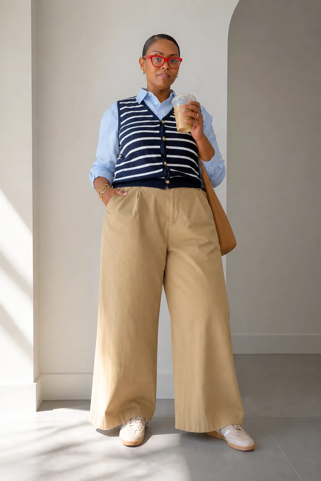 Chic Layered Vest and Trouser Look