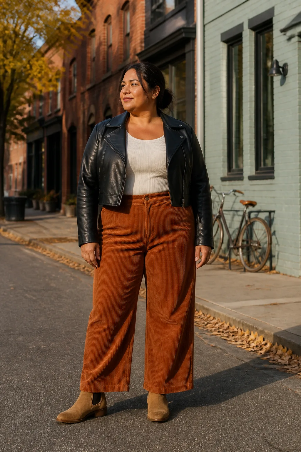 Chic Leather and Corduroy Fall Vibes