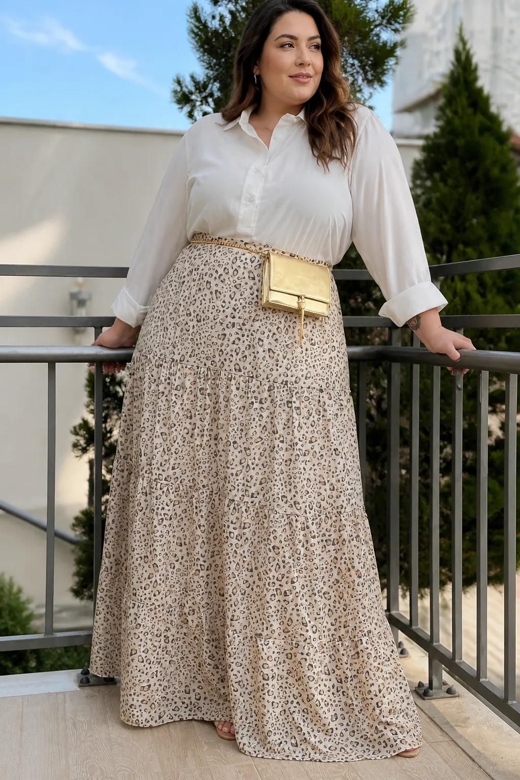 Chic Leopard Maxi Skirt Ensemble