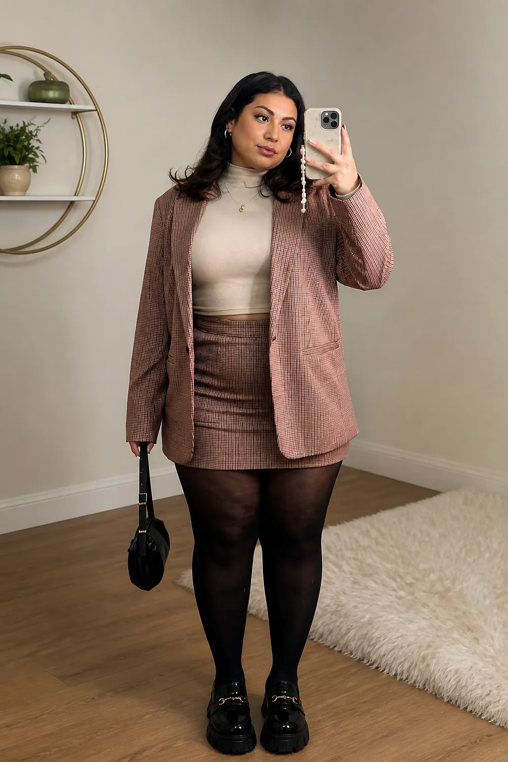 Chic Monochrome Blazer and Skirt Set