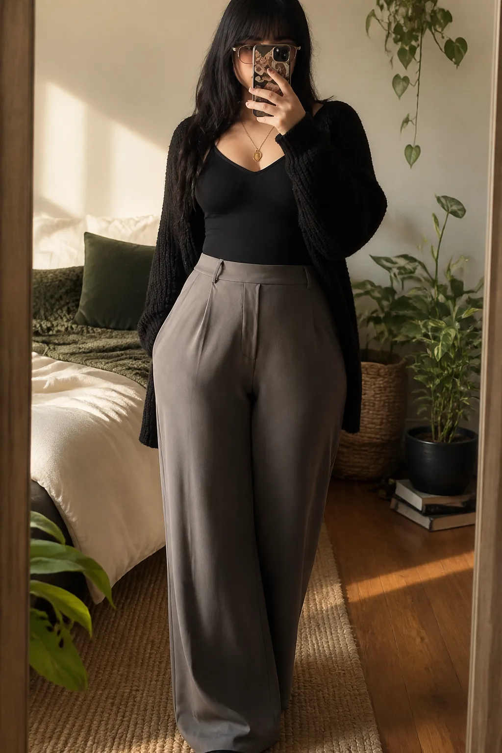 Chic Monochrome with Cozy Cardigan