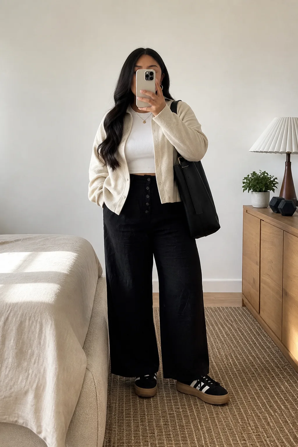 Chic Monochrome with Wide-Leg Pants