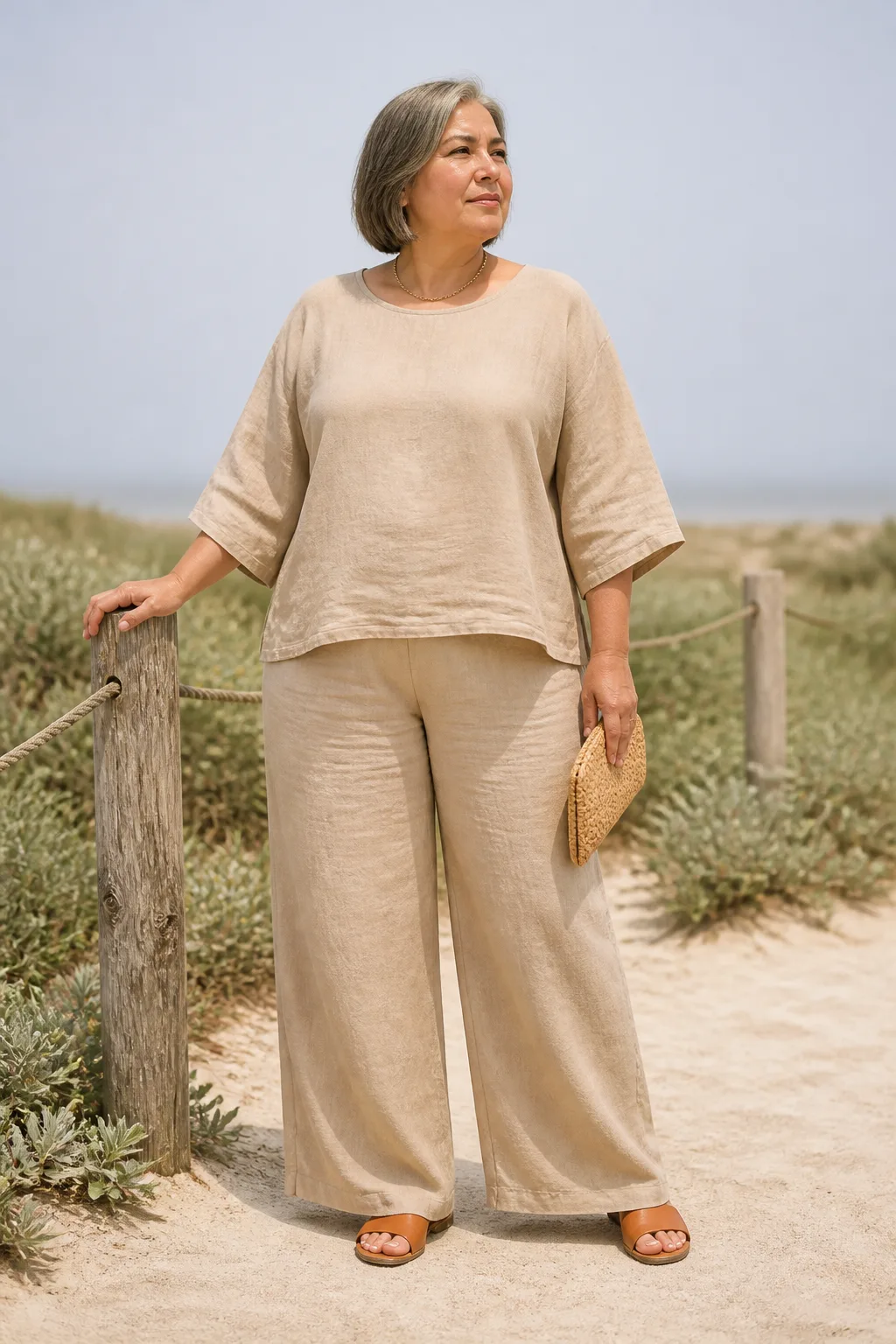 Chic Neutral Two-Piece Beach Set