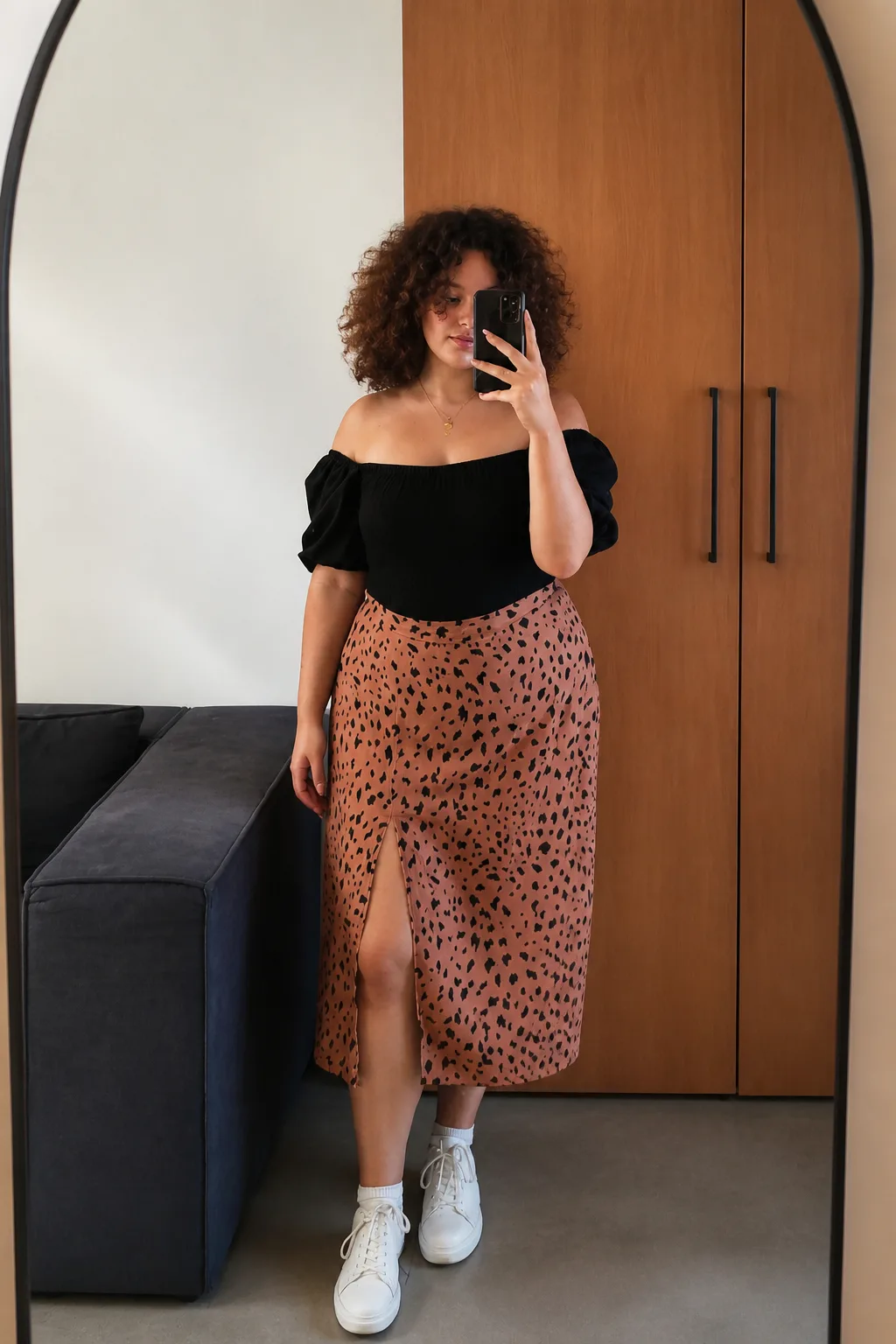Chic Off-Shoulder and Leopard Print Combo