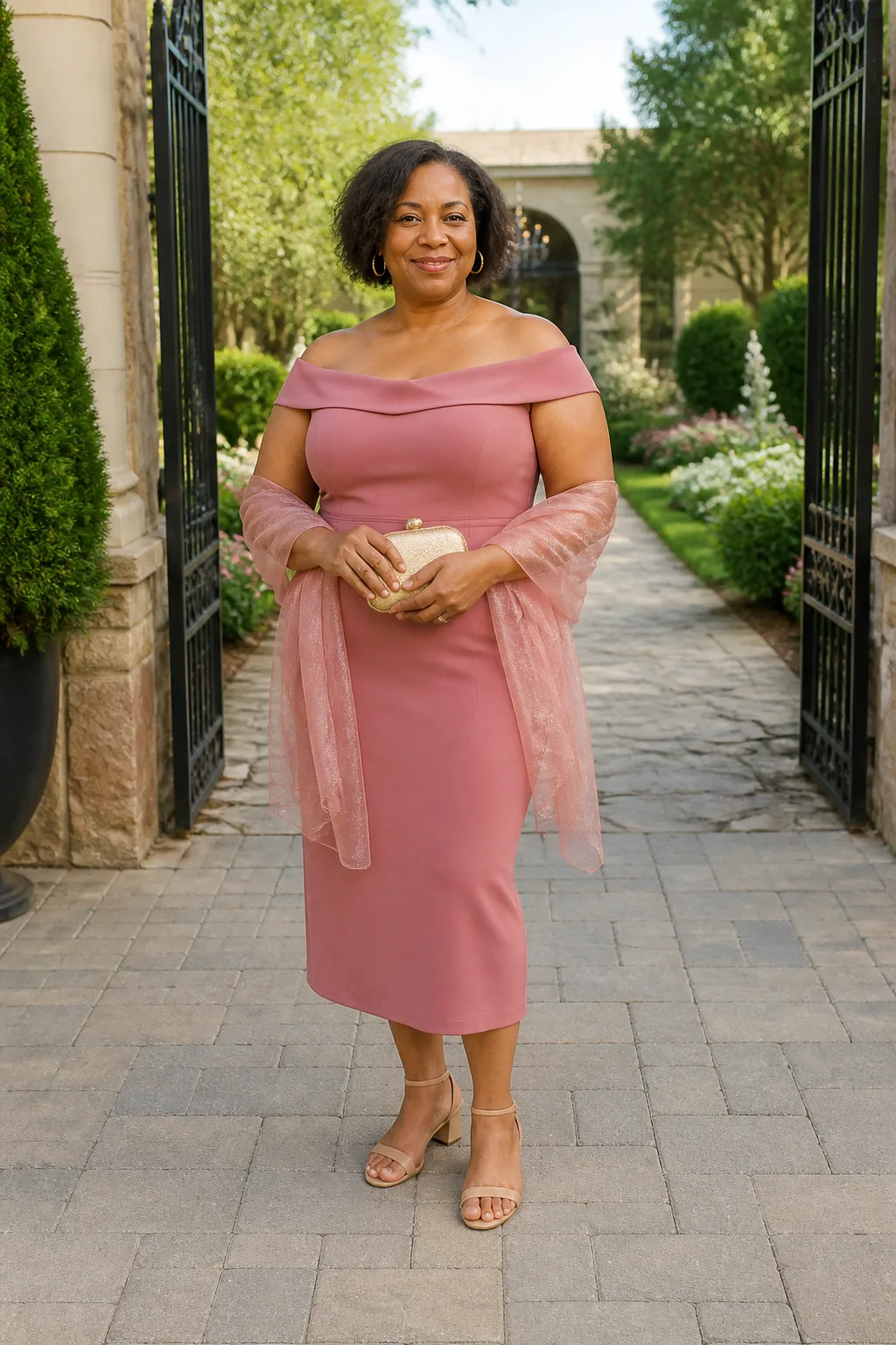 Chic Off-the-Shoulder Formal Guest Dress