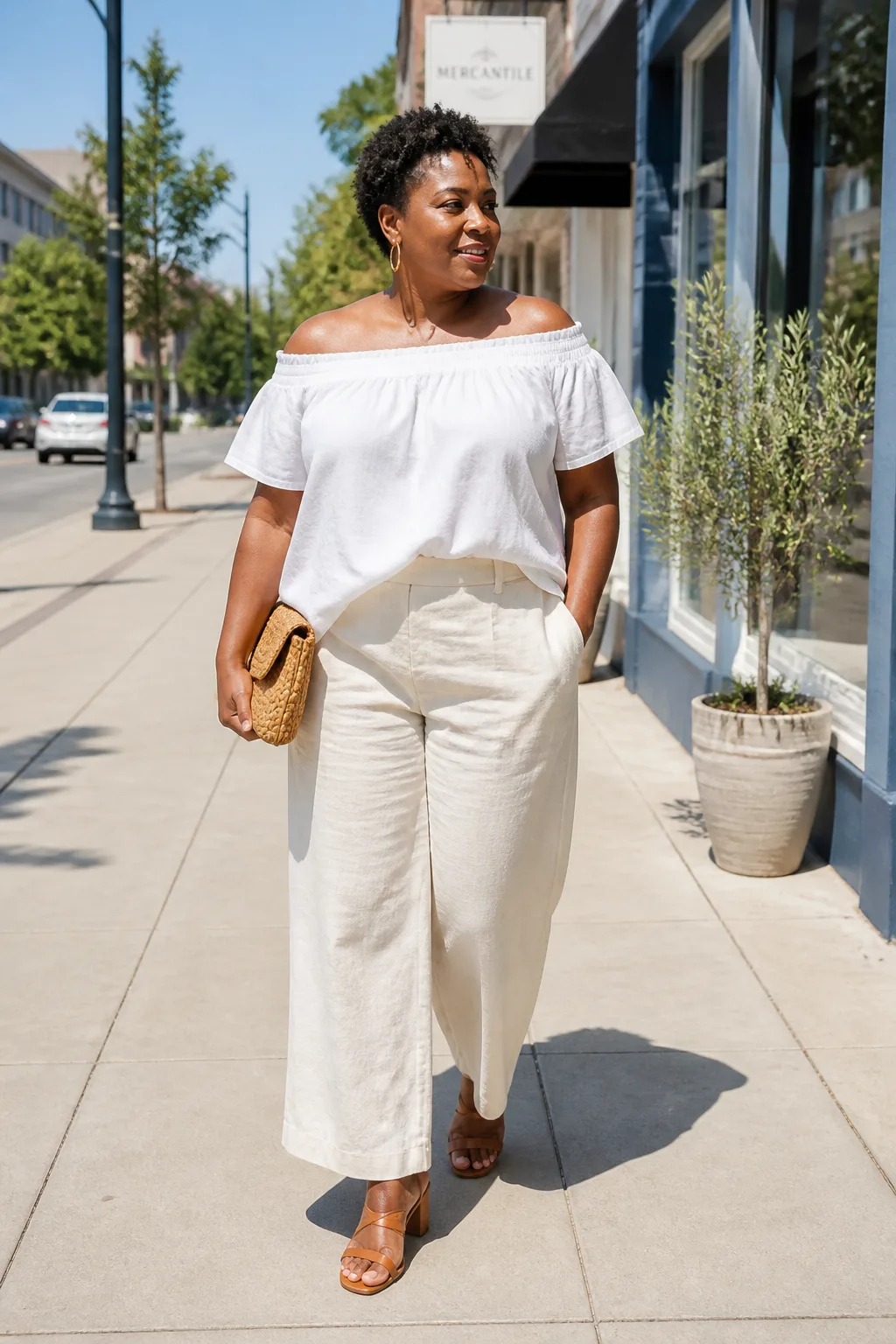 Chic Off-the-Shoulder Summer Sophistication